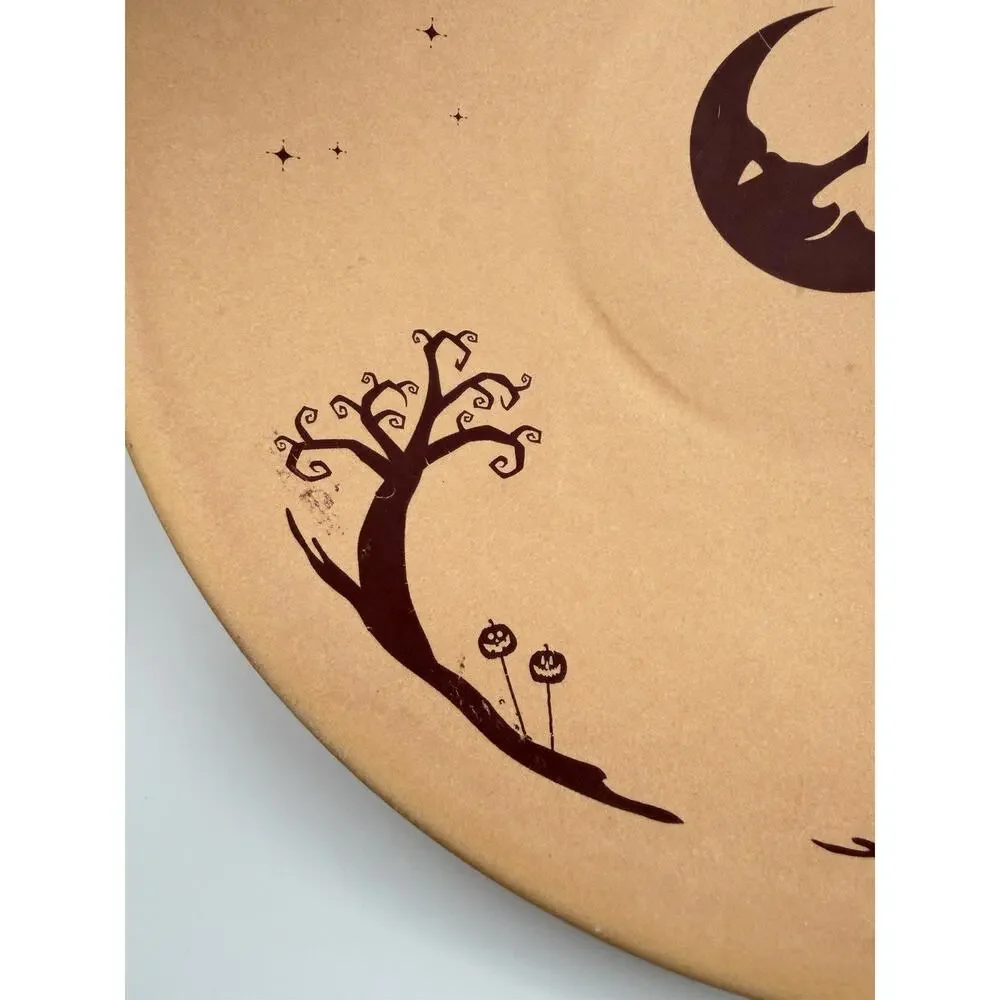 Lonesomeville Pottery Spooky Halloween Night Bowl 11” Witch Moon Pumpkin Signed